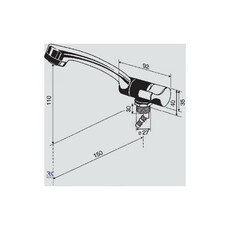 Miniature Robinet mélangeur rabattable avec contacteur série 2005 chrome raccord tétine 10/12mm - REICH N° 2