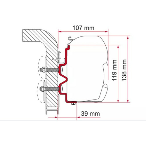 Adaptateur pour store de toit F45/F70  – Hymer Camp Swing, Starline, Hobby 09 -Longueur 450 cm - FIAMMA