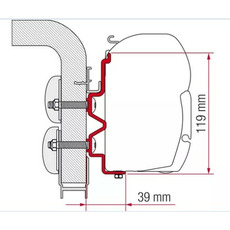 Miniature Adaptateur pour store de toit F45/F70  – Hymer Camp Swing, Starline, Hobby 09 -Longueur 450 cm - FIAMMA N° 1