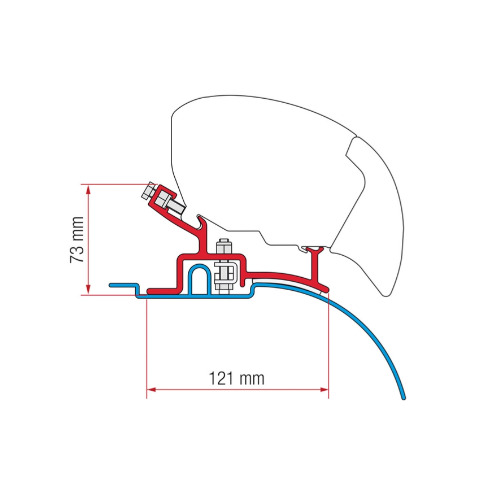 Adaptateur Fiamma High Profile pour store F80 / F65 – Fiat Ducato, Jumper, Boxer H2 (1994-2006)