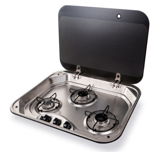 Réchaud - 3 FEUX - 570 x 450 mm - NOIR/ARGENT - CARBEST