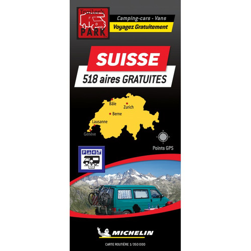 NOUVEAUTÉ ! Carte Routière SUISSE - 518 Aires GRATUITES - TRAILERS PARK