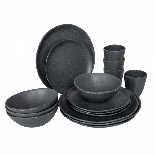 VAISSELLE HOXTON MELAMINE 16 PCS GRIS - BO CAMP