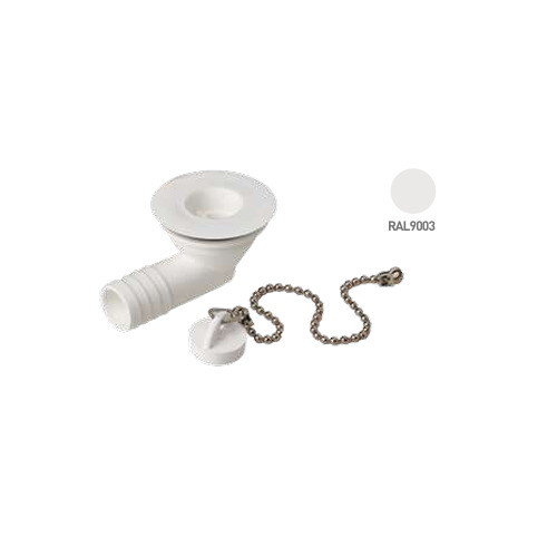 Bonde coudée Ø25mm (filetage Ø31mm) avec bouchon et chainette - TRIGANO