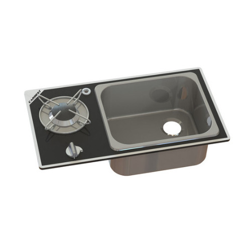 Réchaud Cristal - 1 FEU - 550x334 mm - NOIR/ARGENT MAT - CARBEST