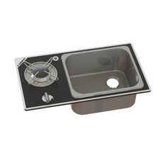 Miniature Réchaud Cristal - 1 FEU - 550x334 mm - NOIR/ARGENT MAT - CARBEST N° 0