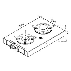 Miniature Réchaud chrome 2 feux - 440 x 290 mm- CARBEST - BOUTON SUR LARGEUR N° 1
