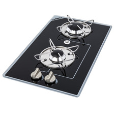 Miniature Réchaud Cristal - 2 FEUX - 500 x 300 mm - NOIR/ARGENT - CARBEST N° 0