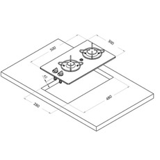 Miniature Réchaud Cristal - 2 FEUX - 500 x 300 mm - NOIR/ARGENT - CARBEST N° 1
