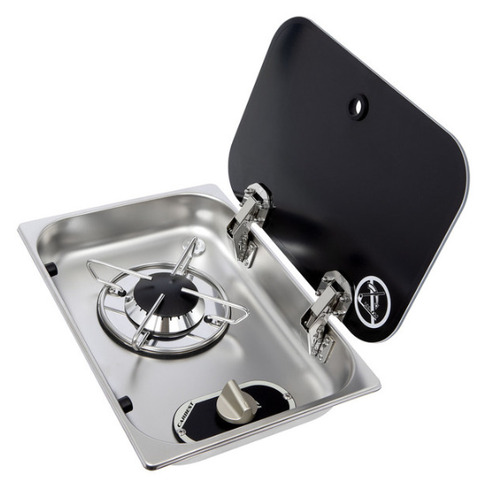 Réchaud Cristal- 1 FEU - 338 x 238 mm - NOIR/ARGENT - CARBEST