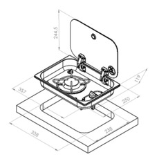 Miniature Réchaud Cristal- 1 FEU - 338 x 238 mm - NOIR/ARGENT - CARBEST N° 1