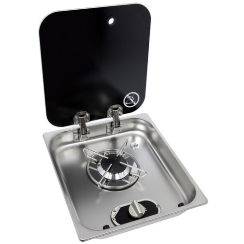 Réchaud Cristal - 1 FEU - 338 x 238 mm - NOIR/ARGENT - CARBEST