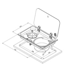 Miniature Réchaud combiné - 1 FEU & 1 ÉVIER ( A DROITE )  - 526 x 326 mm - NOIR/ARGENT - CARBEST N° 1