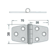 Miniature Charnière inox 70x38 mm N° 1