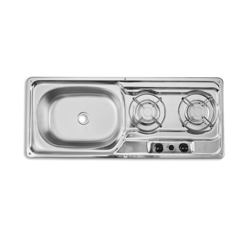 Réchaud inox 2 feux / combiné évier - 800 x 320 mm CARBEST -