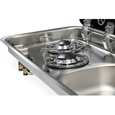 Miniature Réchaud combiné - 2 FEUX & 1 ÉVIER (A DROITE ) - 726 x 346 mm - NOIR/ARGENT - CARBEST N° 2