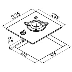 Miniature Réchaud Cristal  - 1 FEU - 325 x 290 mm - NOIR - CARBEST N° 1