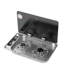 Miniature Plaque de cuisson - 2 FEUX - 530 x l 340 - Hoodiny FC1336 - ARGENT/ NOIR - CAN N° 0