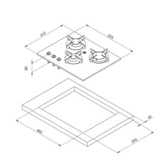 Miniature Plaque de cuisson Burny Cristal 3- 3 FEUX - 504 x 410 - PV1355 - CAN N° 1