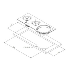 Miniature Réchaud combiné - 2 FEUX / 1 EVIER - 788 X 343 mm - PV1364 - CAN - N° 1