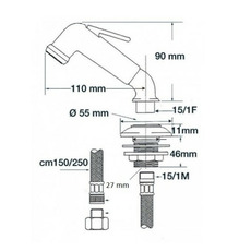 Miniature Kit douchette - FLEXIBLE 2,5 m - BLANC - OSCULATI N° 1