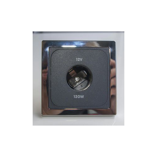 PRISE 12V Grise avec cache Chromé Brillant