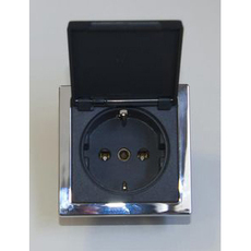 PRISE Schuko Grise avec cache Chromé Brillant