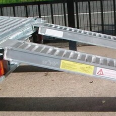 Miniature Jeu de 2 rampes alu renforcées droites avec crochet sans rebords - 2m50 - 3200 kg N° 0