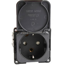 Miniature PRISE 230V - AVEC COUVERCLE SCHUKO - GRIS FONCE N° 0