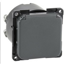 Miniature PRISE 230V - AVEC COUVERCLE SCHUKO - GRIS FONCE N° 1