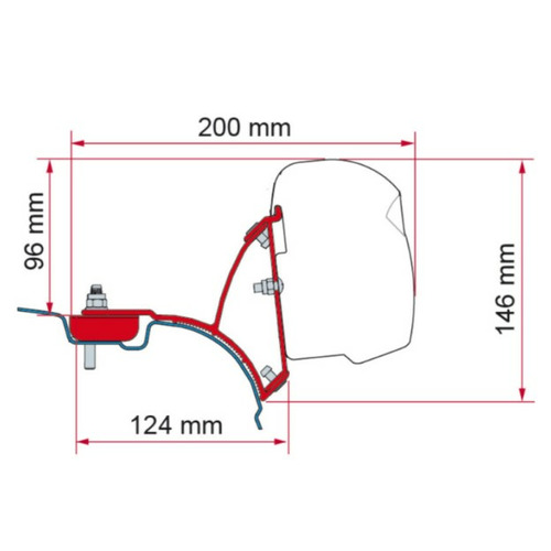 Adaptateur VW T5/T6 Transporter/Multivan F43 - sans rail C - Deep Black - FIAMMA