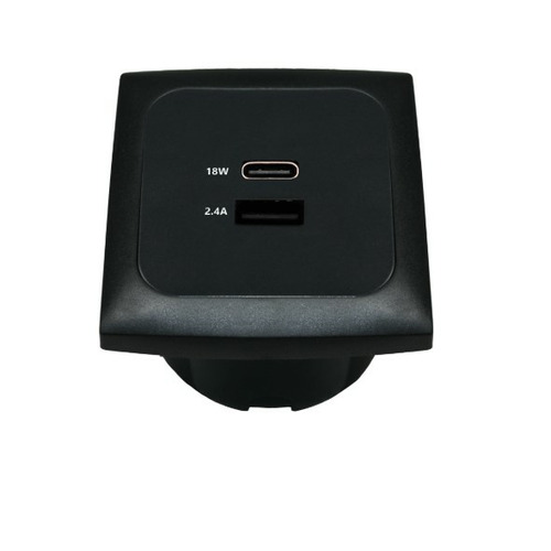 Opal prise encastrable avec USB-A et USB-C avec cadre noir - HABA