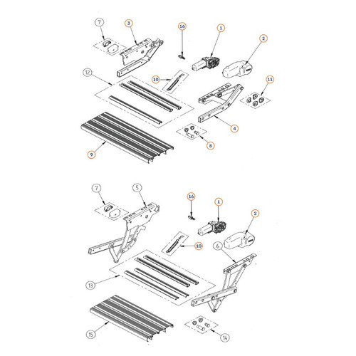 Arbre moteur et bague V15 pour Marche pied V15- N16 - THULE