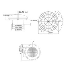 Miniature Aérateur de toit permanent noir - 200 mm - FAWO N° 2