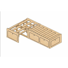 Miniature Lit plumard modulable en bois de peuplier – 120x190 - Robuste, léger et compatible tous vans -  N° 1