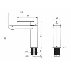 Miniature ROBINET MITIGEUR LINNEA K NOIR MAT RACCORD TETINE 10/12mm - REICH - N° 2
