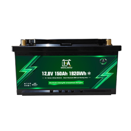 Batterie au lithium IA (sous siège) SERIES LiFePO4 12 V 150 Ah Smart BMS avec Bluetooth CHAUFFANTE- IDEALAKKU