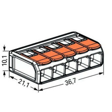 Miniature Borne de raccordement 5 câbles avec levier - A L'UNITE - 221-615 - WAGO N° 2