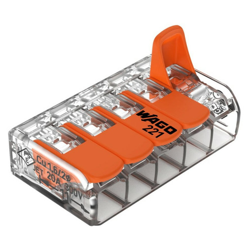 Borne de raccordement 5 câbles avec levier - A L'UNITE - 221-415 - WAGO