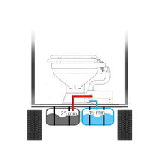 Miniature WC électrique compact 24V à broyeur – cuvette porcelaine, lunette bois laqué blanc – OSCULATI N° 3