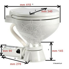 Miniature WC électrique compact 24V à broyeur – cuvette porcelaine, lunette plastique Soft Close blanche – OSCULATI N° 2