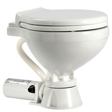 Miniature WC électrique compact 24V à broyeur – cuvette porcelaine, lunette plastique Soft Close blanche – OSCULATI N° 4
