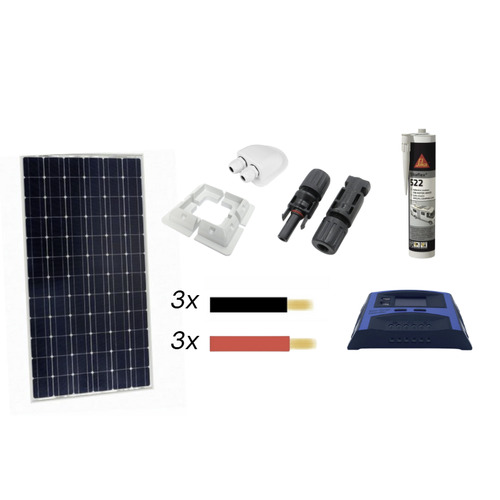 Kit solaire COMPLET- pwm Camping-car - Panneau 130W, contrôleur de charge, câblage et fixation
