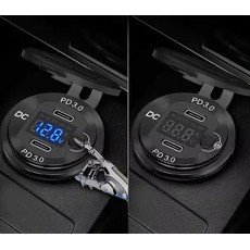 Miniature Prise USB-C encastrable avec double port USB-C - Voltmètre LED intégré - N° 2