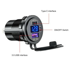 Miniature Prise charge rapide encastrable - USB + USB-C - Voltmètre intégré  N° 2