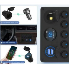 Miniature Panneau de commande multifonctions à 5 interrupteurs – USB, 12 V et voltmètre LED N° 1