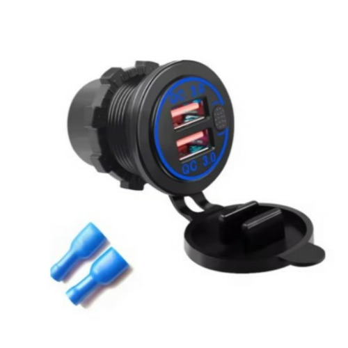 Chargeur Double USB QC3.0 – Charge Rapide 12/24 V – Affichage Tension – PC+ABS Ultra Résistant