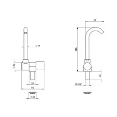 Miniature Robinet laiton fixe d'eau froide - RB1486 - Ø32mm raccord 1/2 - CAN N° 1