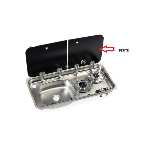 Petite vitre pour le réchaud combiné - 2 FEUX & 1 ÉVIER (A GAUCHE ) - 726 x 346 mm - NOIR/ARGENT - CARBEST