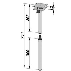 Miniature PIED DE TABLE - 7352 ILSE - 375/756 mm- DOUBLE PLATEAU PIVOTANT 360° - ANTHRACITE  N° 3
